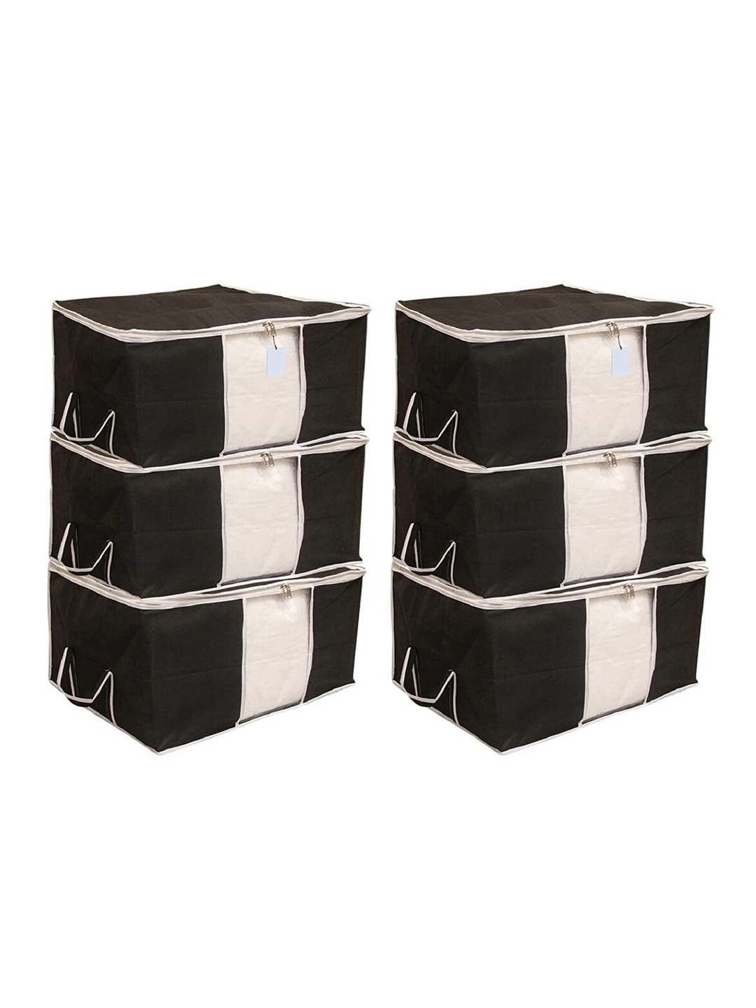 

Kuber Industries Black 6 Pieces Foldable Non-Woven Multi-Utility Organisers