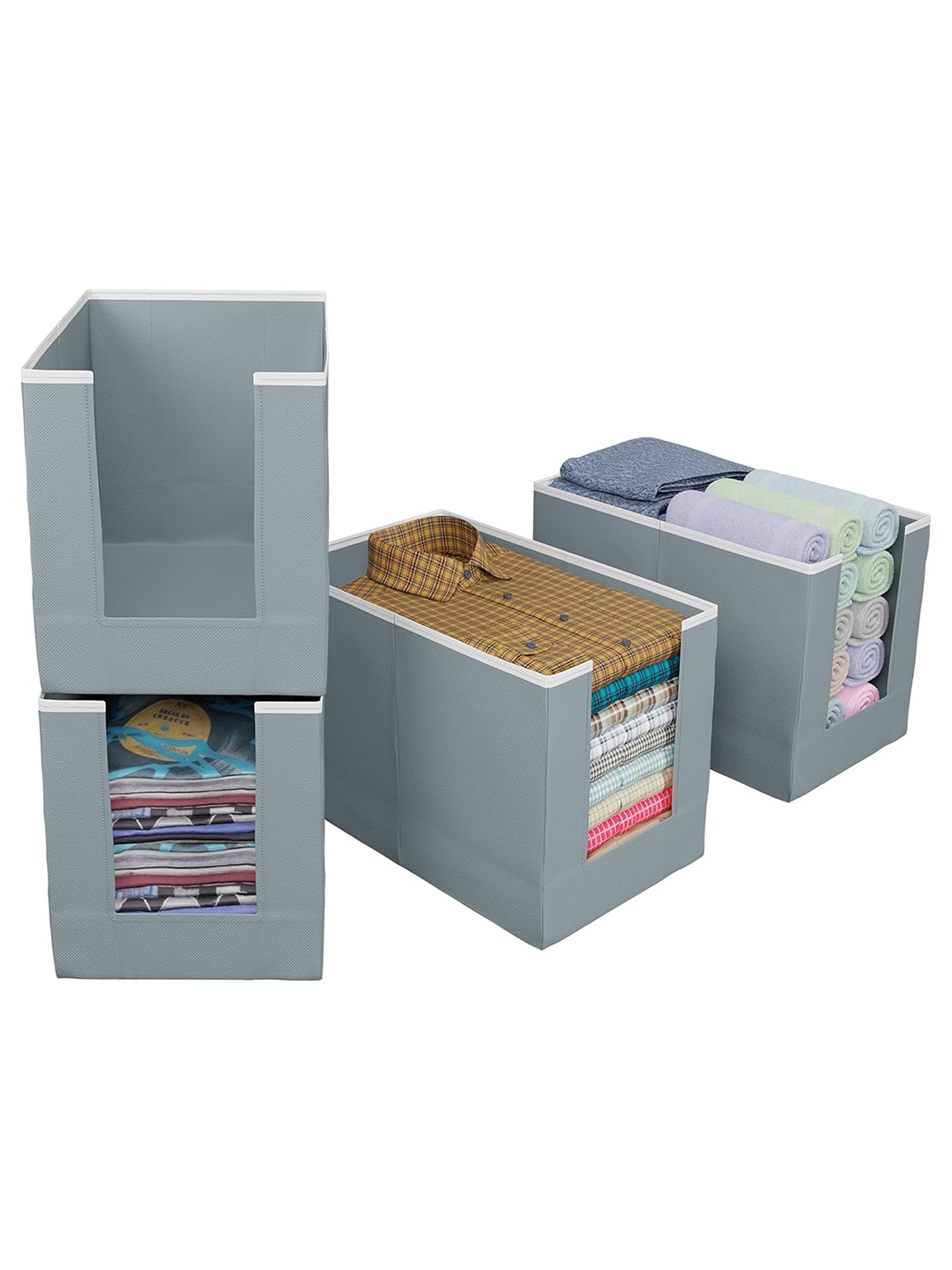 

Kuber Industries Grey 4 Pieces Sturdy Base Clothes Organizers