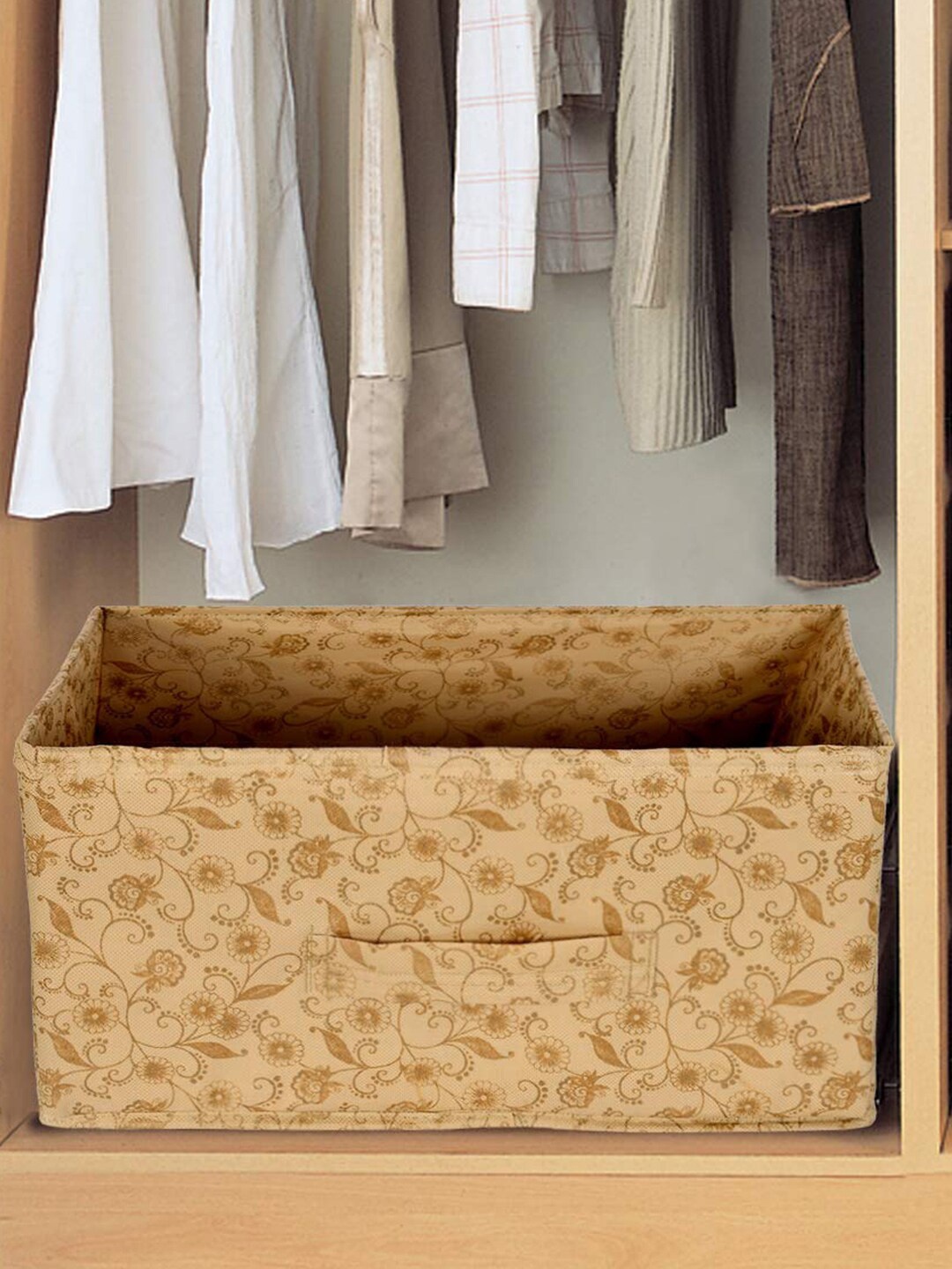 

Kuber Industries Beige Printed Foldable Storage Box