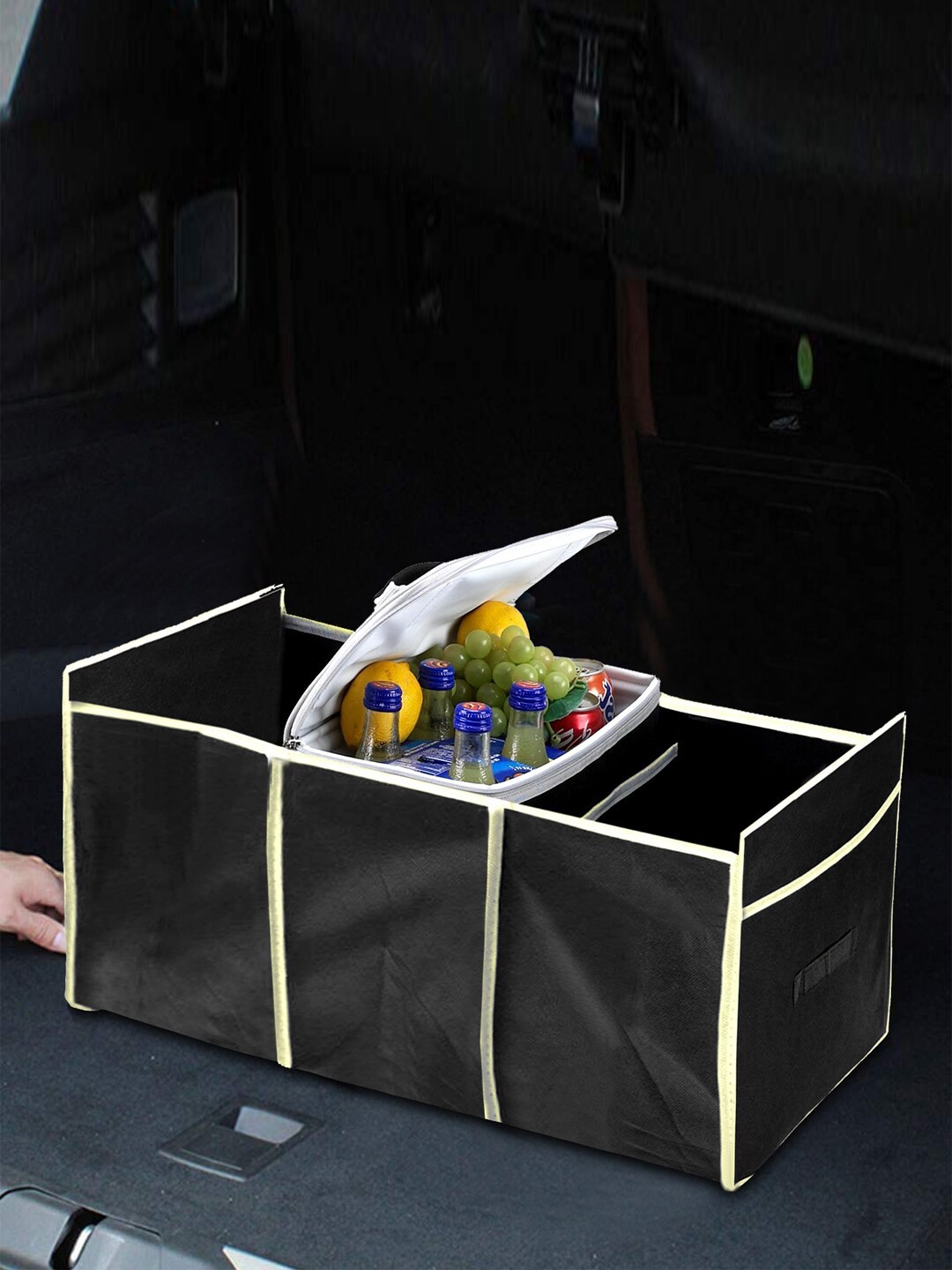 

Kuber Industries Black Foldable Storage Organiser