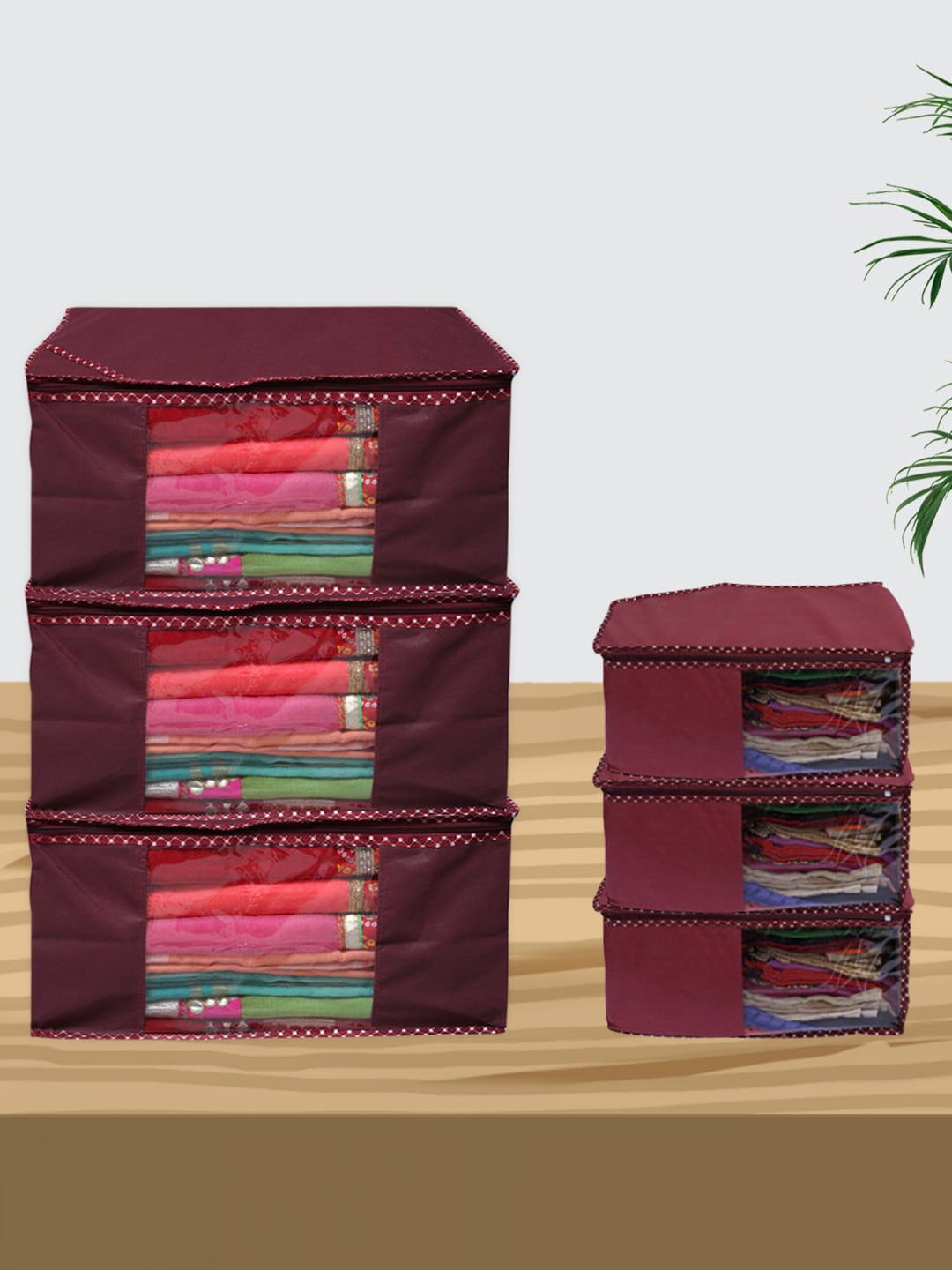 

Kuber Industries 6 Pcs Maroon Saree & Blouse Covers