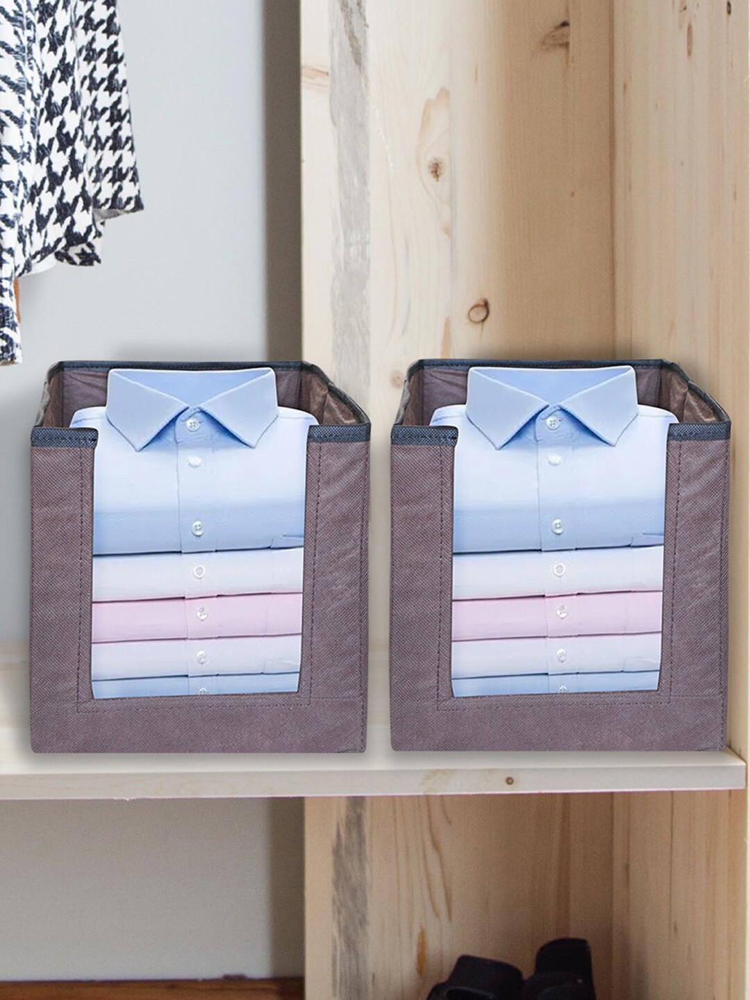 

Kuber Industries Brown 4 Pieces Clothes Storage Box