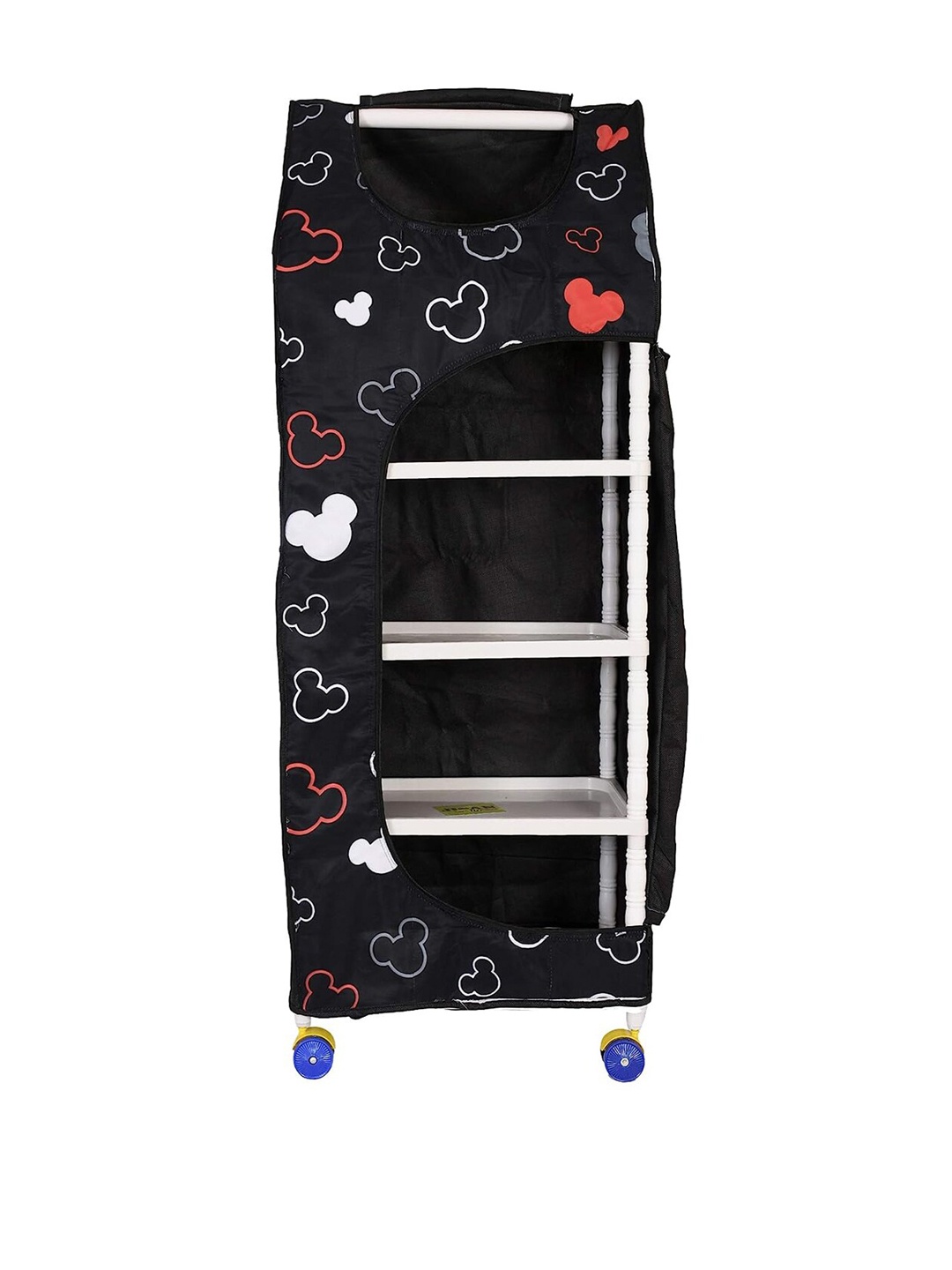 

Kuber Industries Black Printed Multi-Utility 5 Shelves Foldable Storage Box