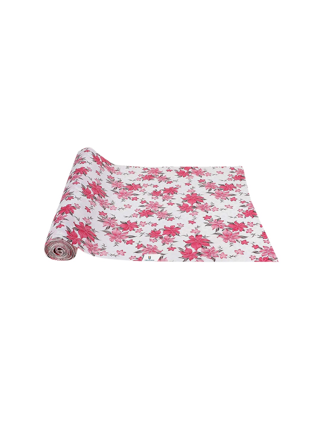 

Kuber Industries Pink & White Flower Printed Shelf Mat