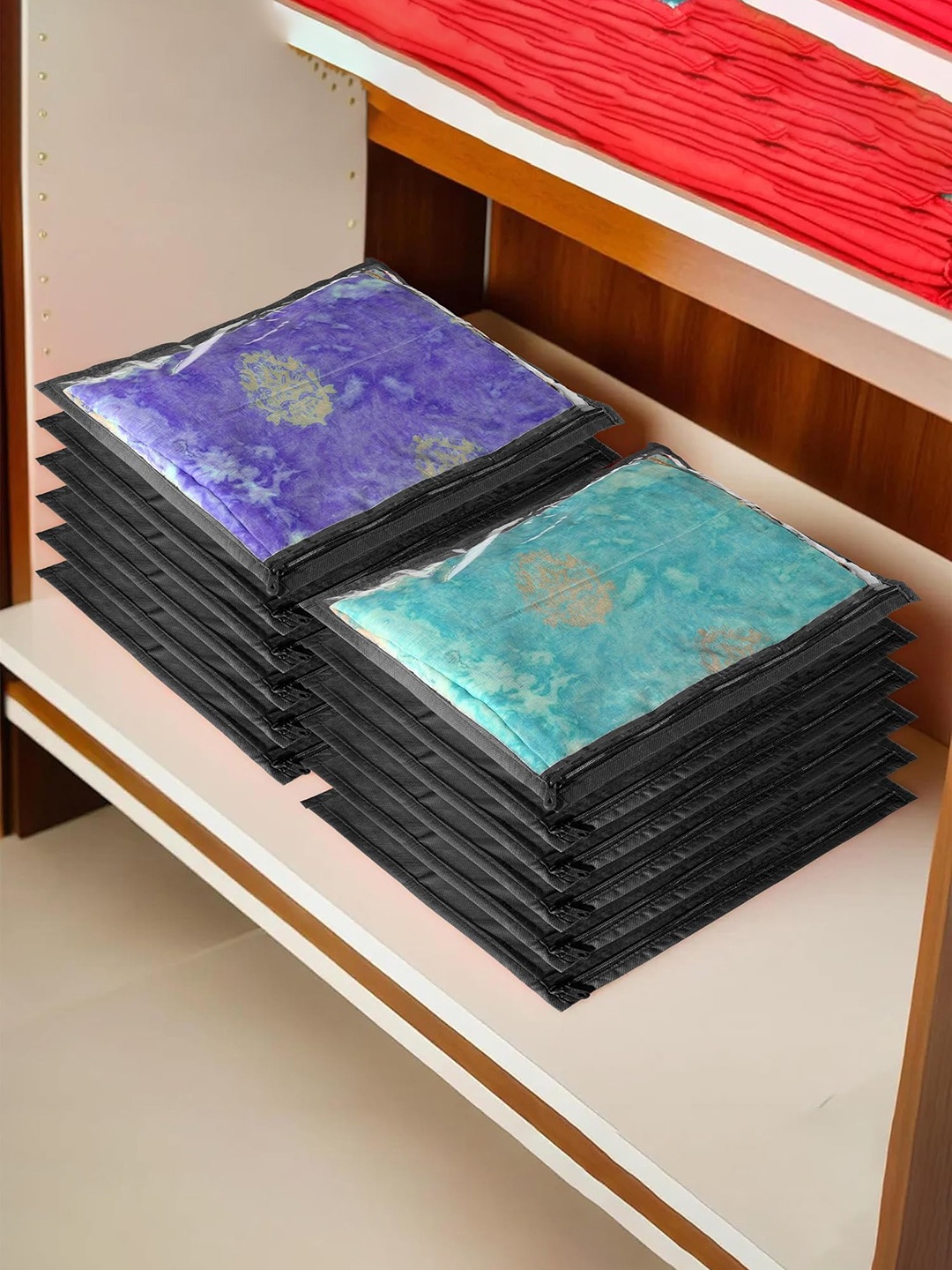 

Kuber Industries Black 12 Pieces Saree Covers