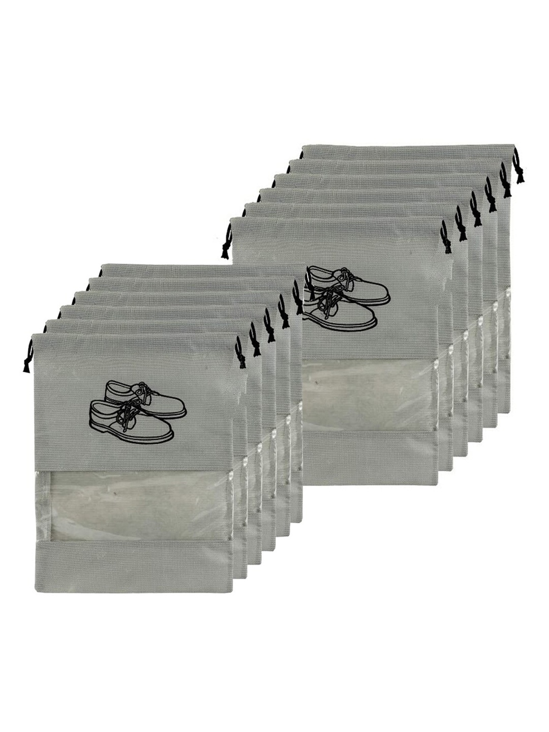 

Kuber Industries Transparent & Grey 12 Pieces Shoe Printed Organizer