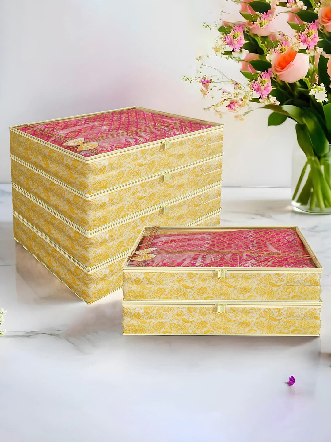 

Kuber Industries Yellow 6 Pieces Single Saree Covers