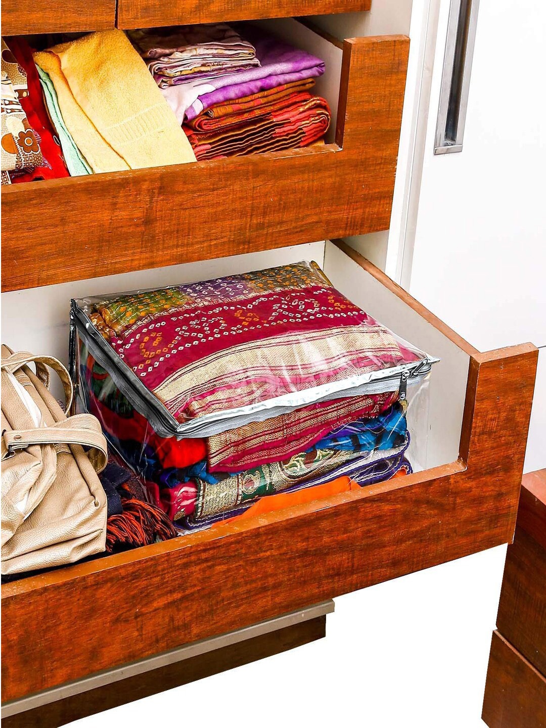 

Kuber Industries 3 Pcs Foldable Multi-Utility Organisers, White