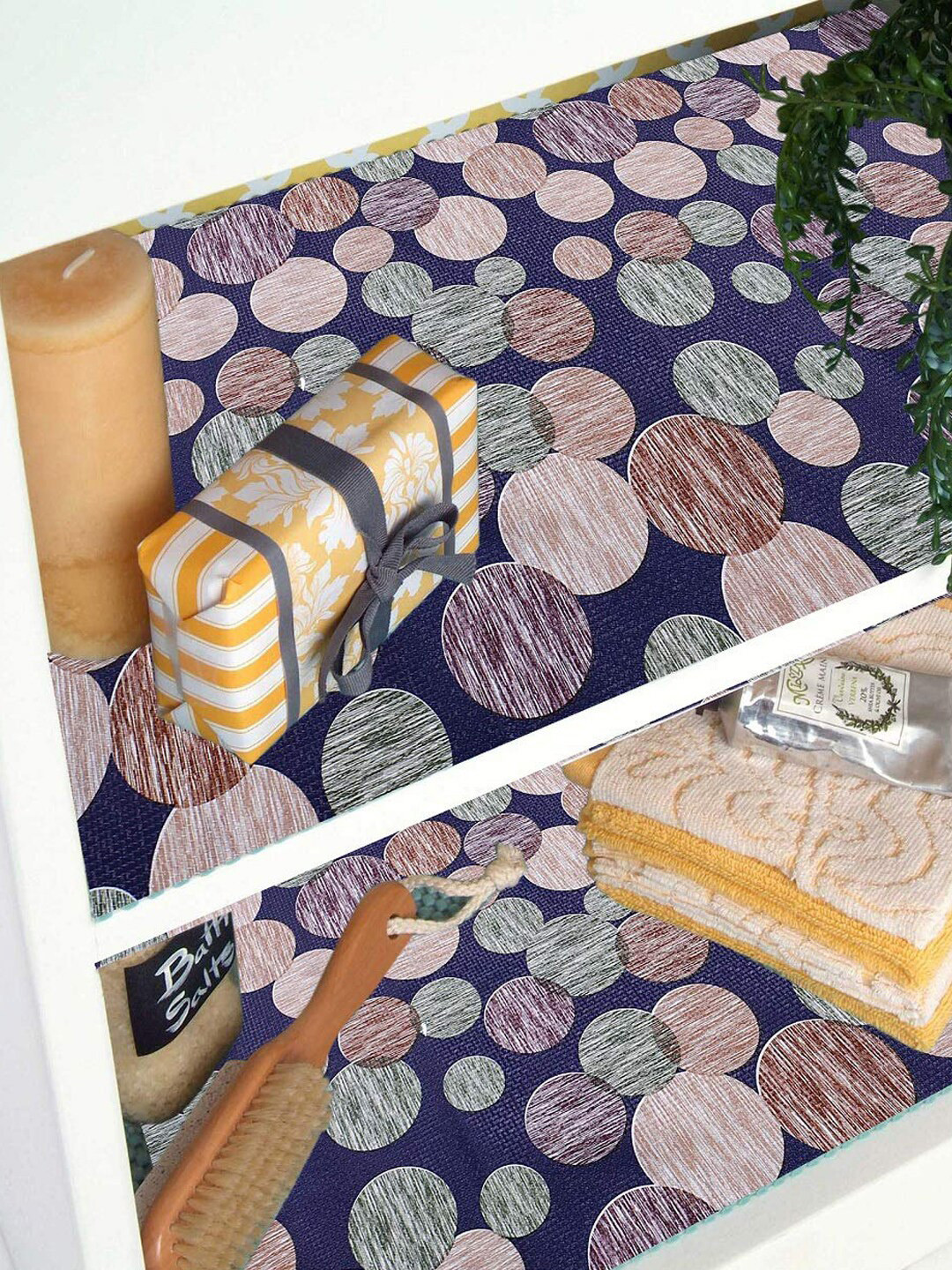 

Kuber Industries Blue Circle Design Printed Shelf Mat 10 Mtr Roll