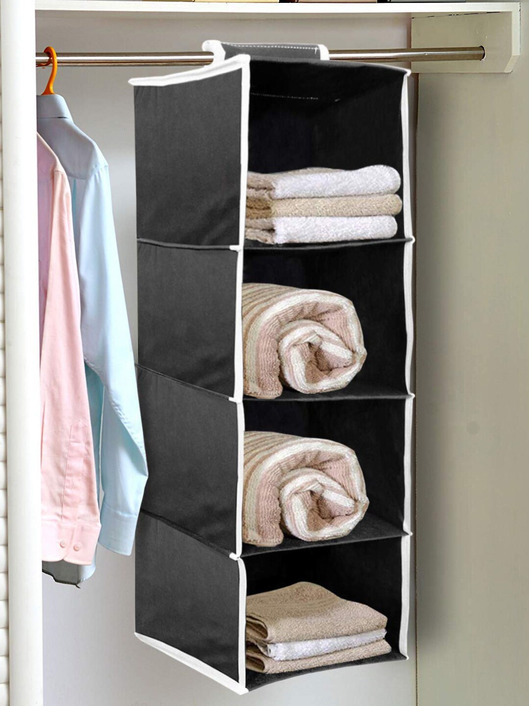 

Kuber Industries Black Non Woven Fabric Hanging Organizer