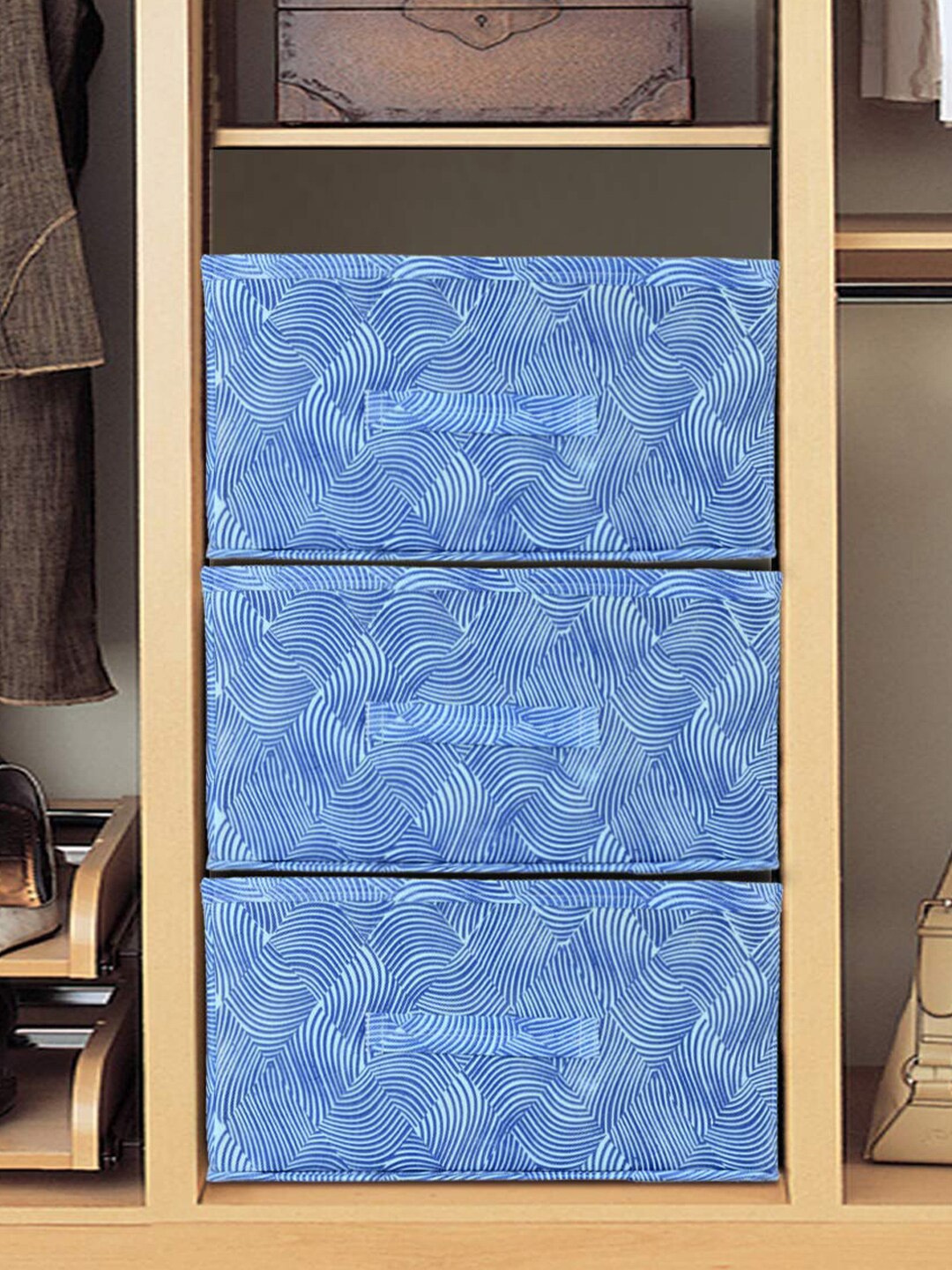 

Kuber Industries Blue 3 Pieces Non Woven Fabric Drawer Storage Organizers