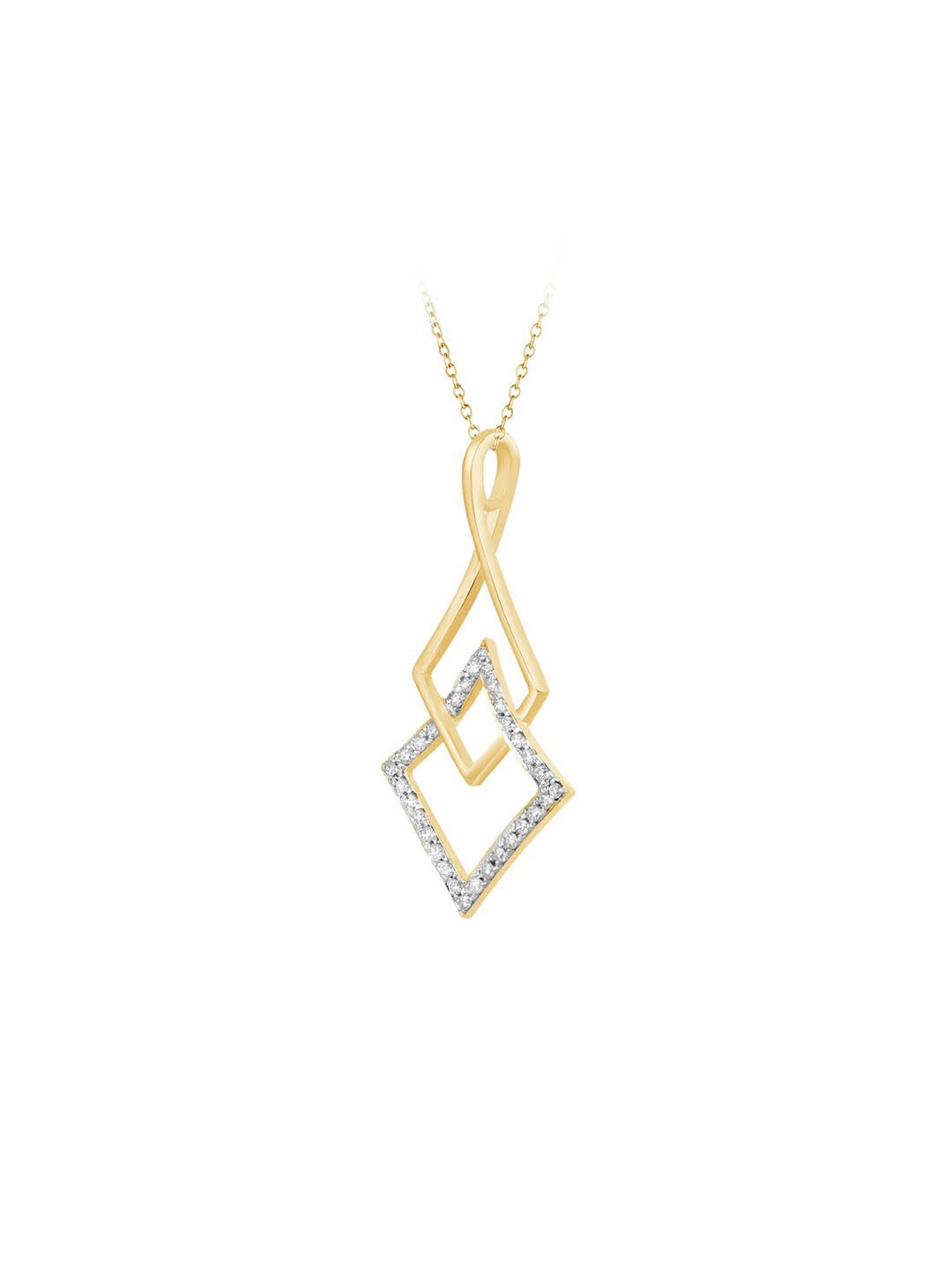 

SENCO 14Kt Gold & Diamond Linear Geometric Overlap Pendant, Yellow