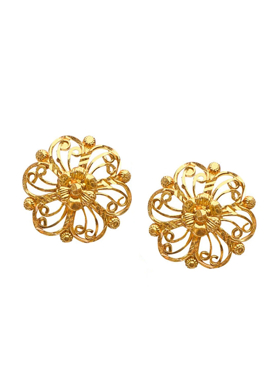 

SENCO 22KT Gold Floral Filigree Pasha Studs- 2.4 Grams