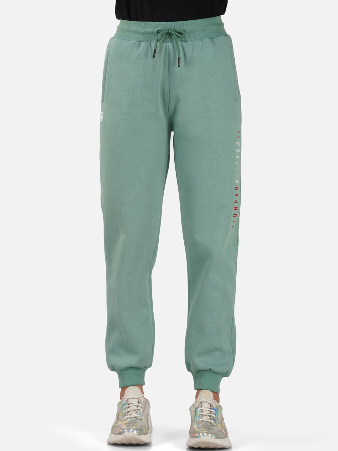 

UNPAR Women Typography Printed Training or Gym Joggers, Green