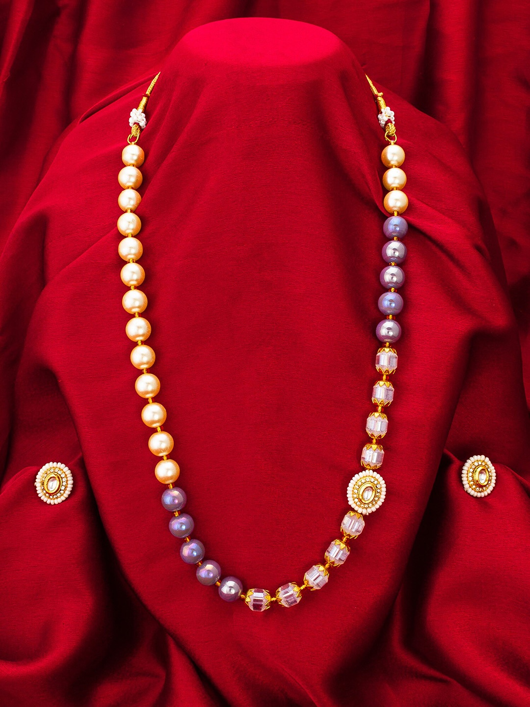 

aadita Gold-Plated Stone-Studded & Beaded Jewellery Set