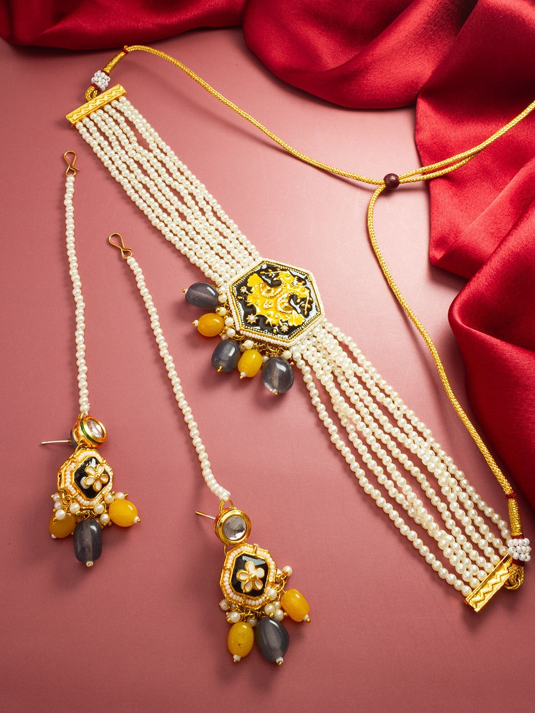 aadita Gold-Plated Studded Jewellery Set
