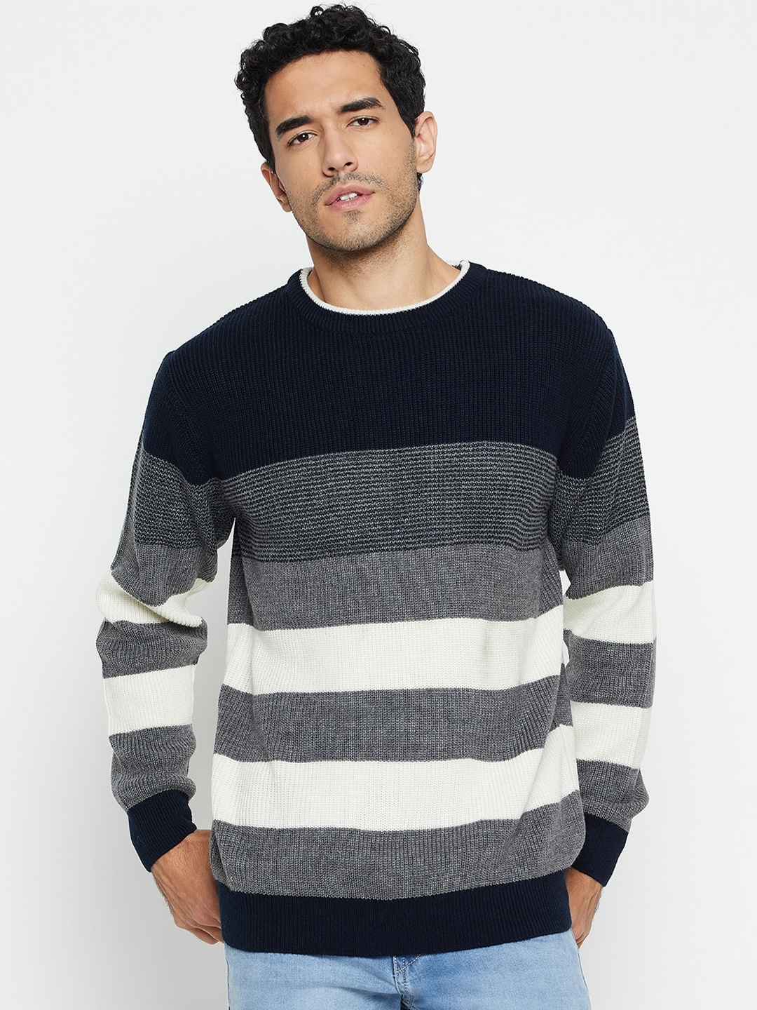 

Cantabil Colourblocked Round Neck Acrylic Pullover, Grey