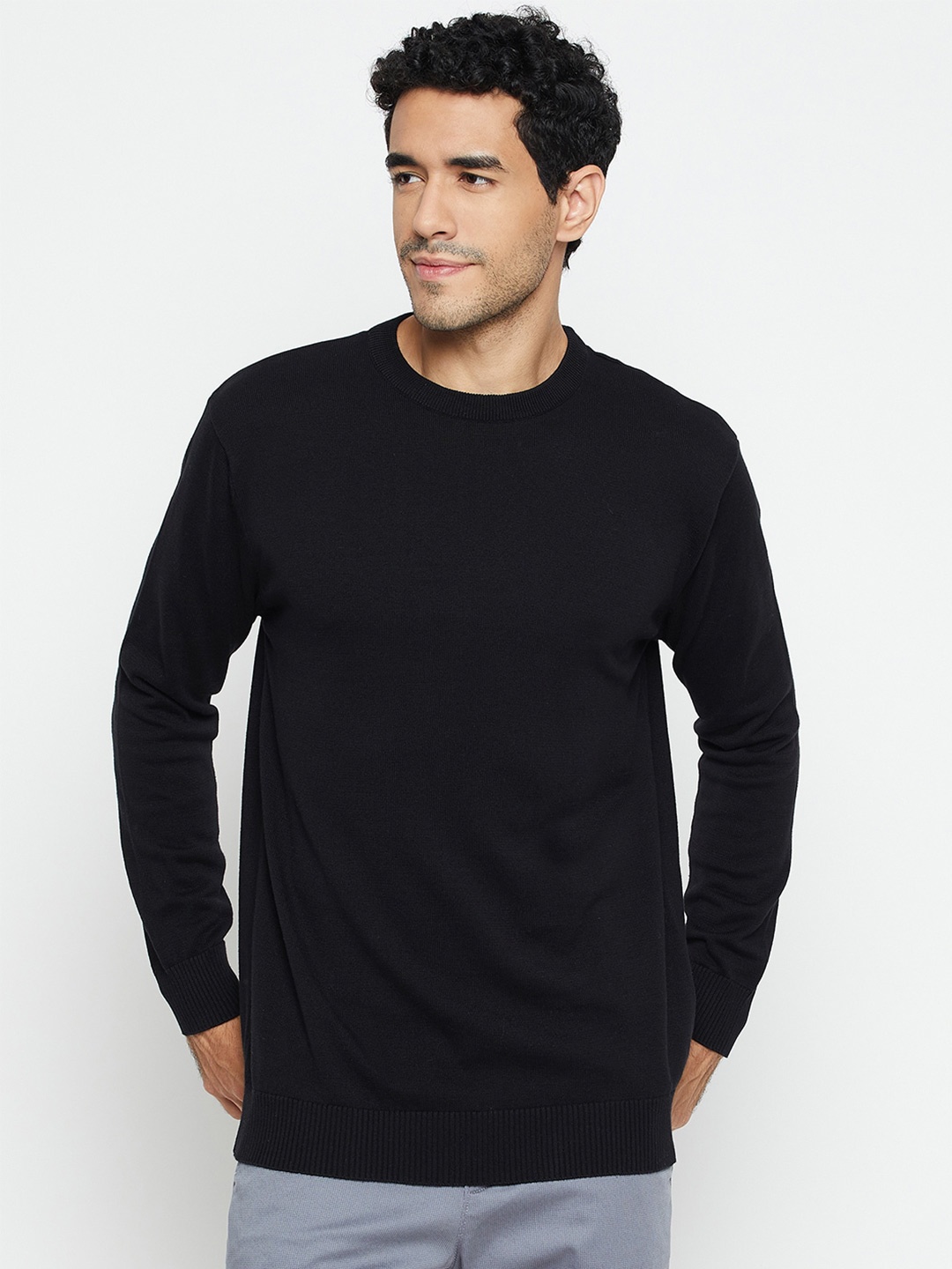 

Cantabil Round Neck Cotton Pullover, Black