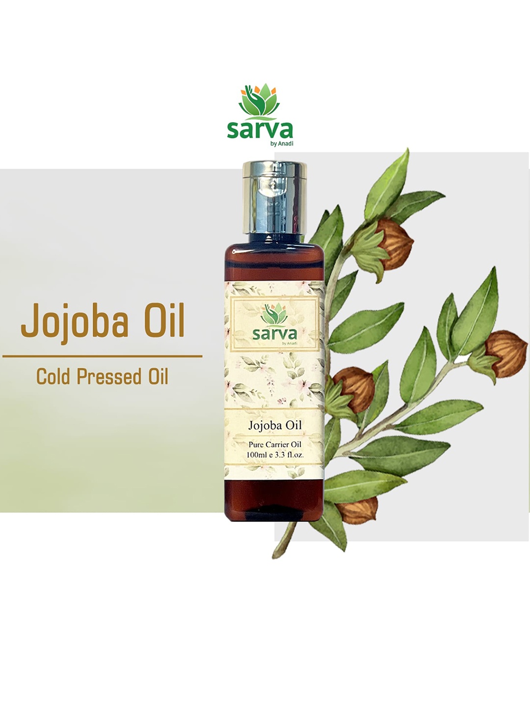 

SARVA by Anadi Pure & Natural Undiluted Jojoba Cold Press Oil For Hair Growth - 100ml, Gold