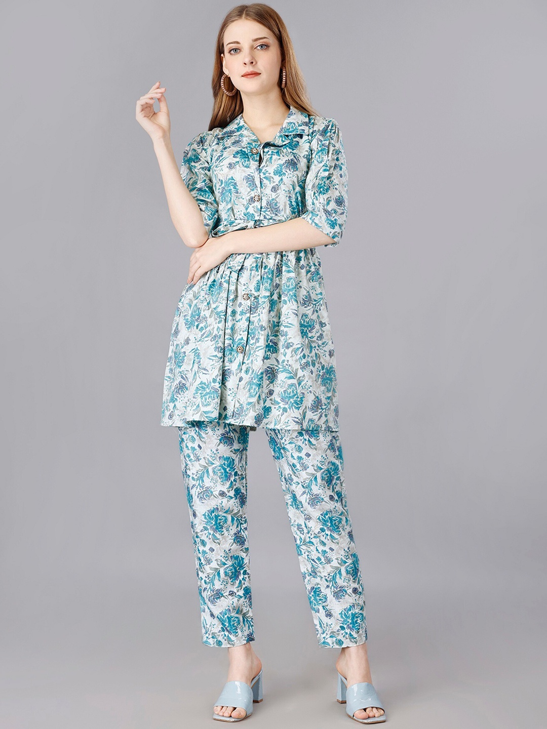 

BAESD Floral Printed Tunic & Trouser, White