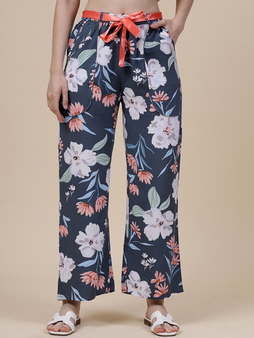 

Sweet Dreams Women Printed Flared Lounge Pants, Navy blue