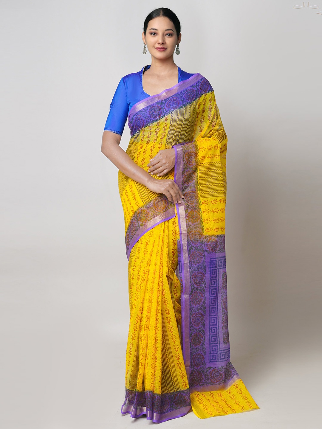 

Unnati Silks Ethnic Motifs Zari Pure Cotton Kota Saree, Yellow