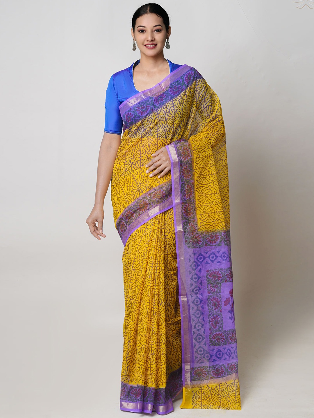 

Unnati Silks Ethnic Motifs Zari Pure Cotton Kota Saree, Yellow
