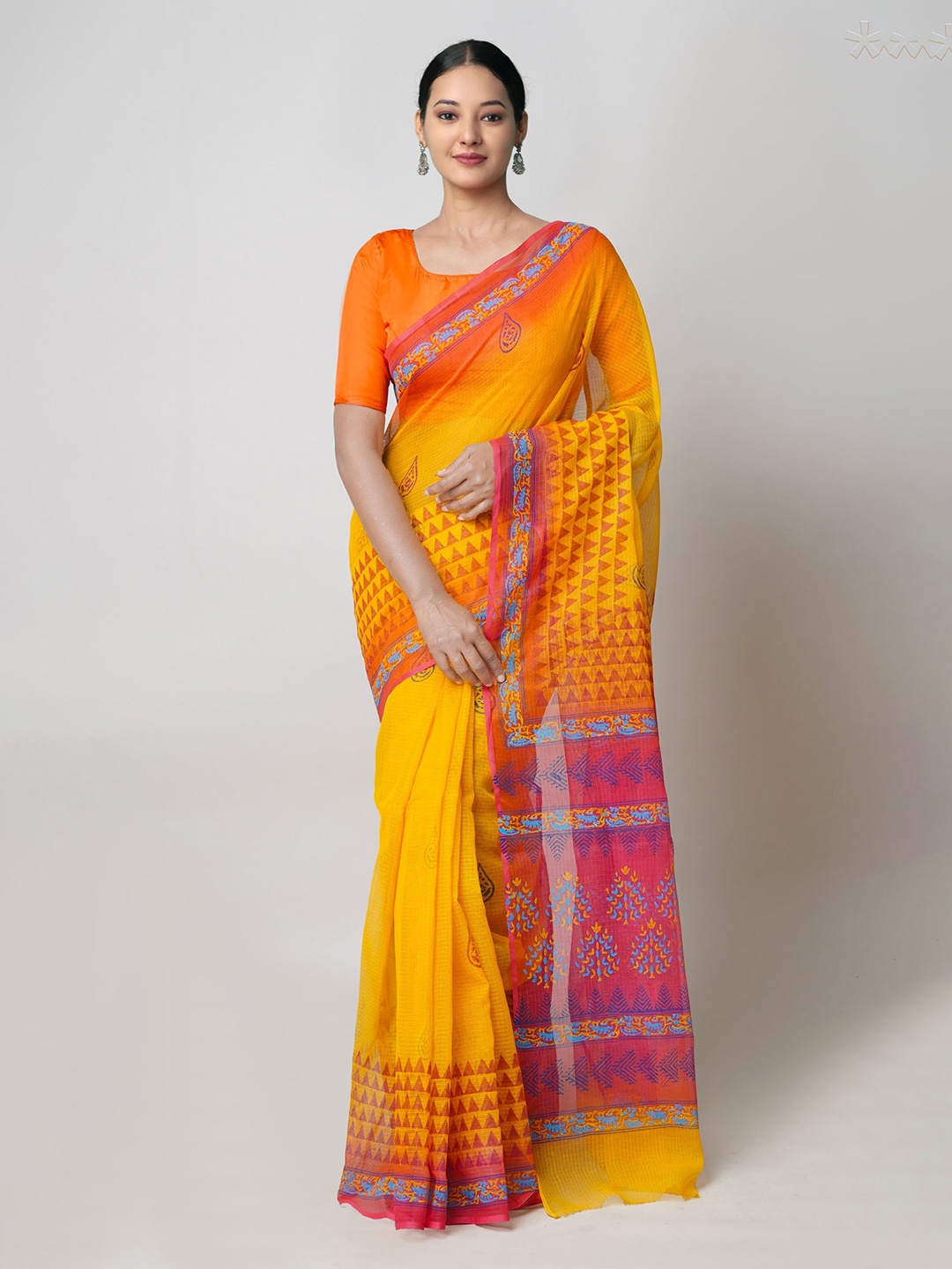 

Unnati Silks Ethnic Motifs Pure Cotton Kota Saree, Yellow