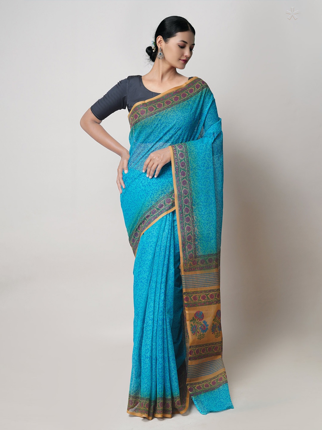 

Unnati Silks Ethnic Motifs Pure Cotton Kota Saree, Blue