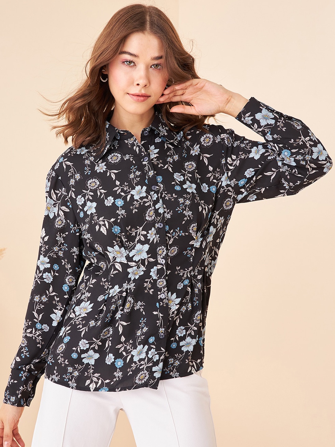 

Kibo Standard Floral Opaque Printed Casual Shirt, Black