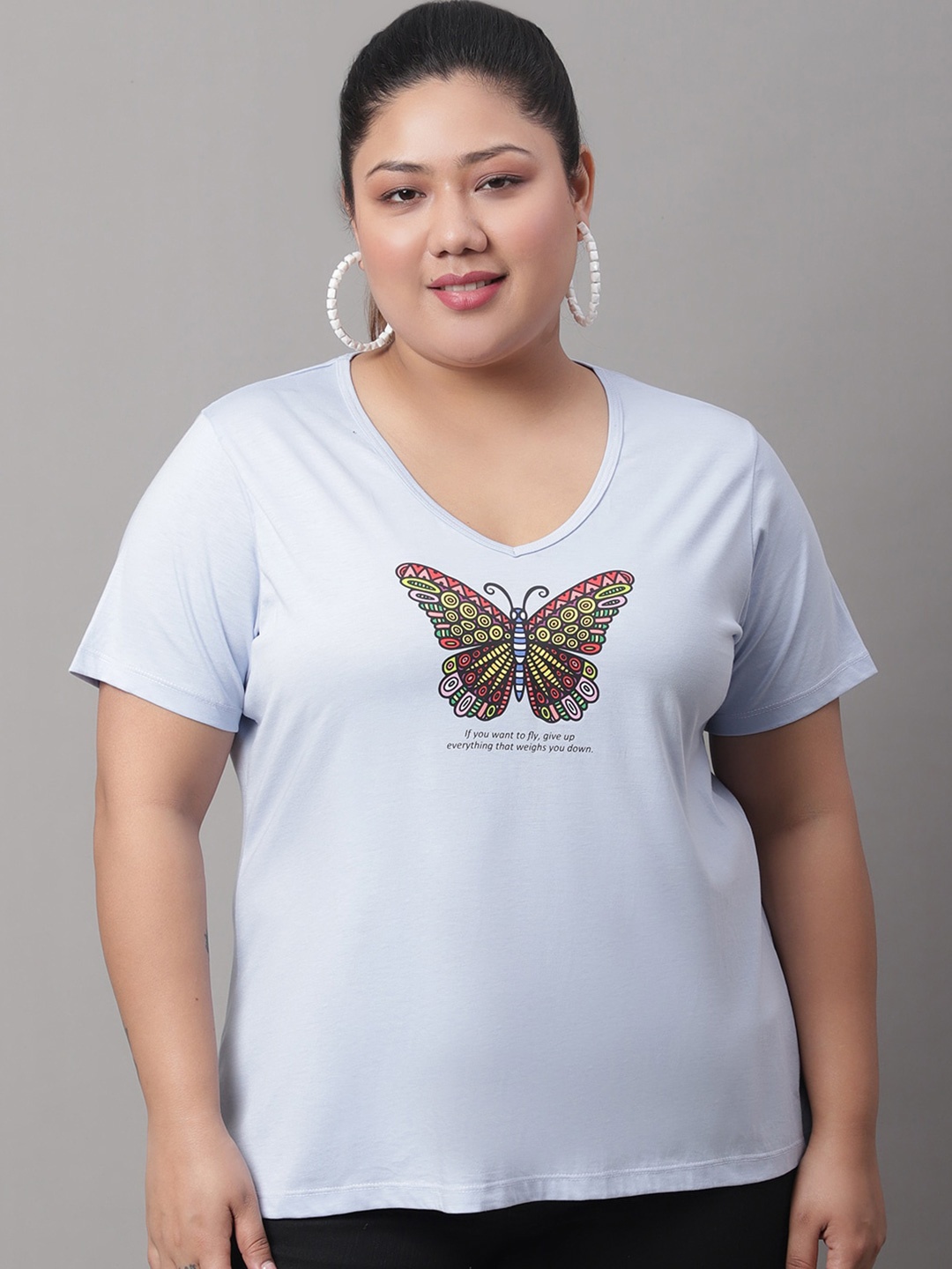 

Rute Plus Size Graphic Printed Cotton T-shirt, Sea green