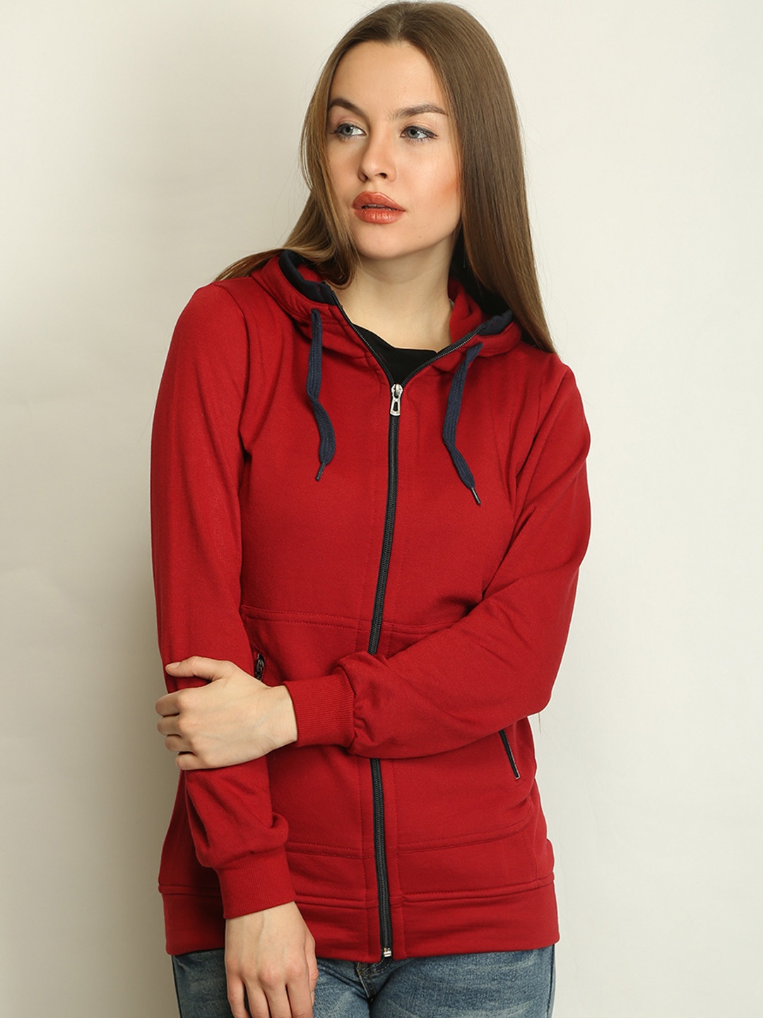 

BAESD Hooded Lightweight Fleece Bomber Jacket, Red