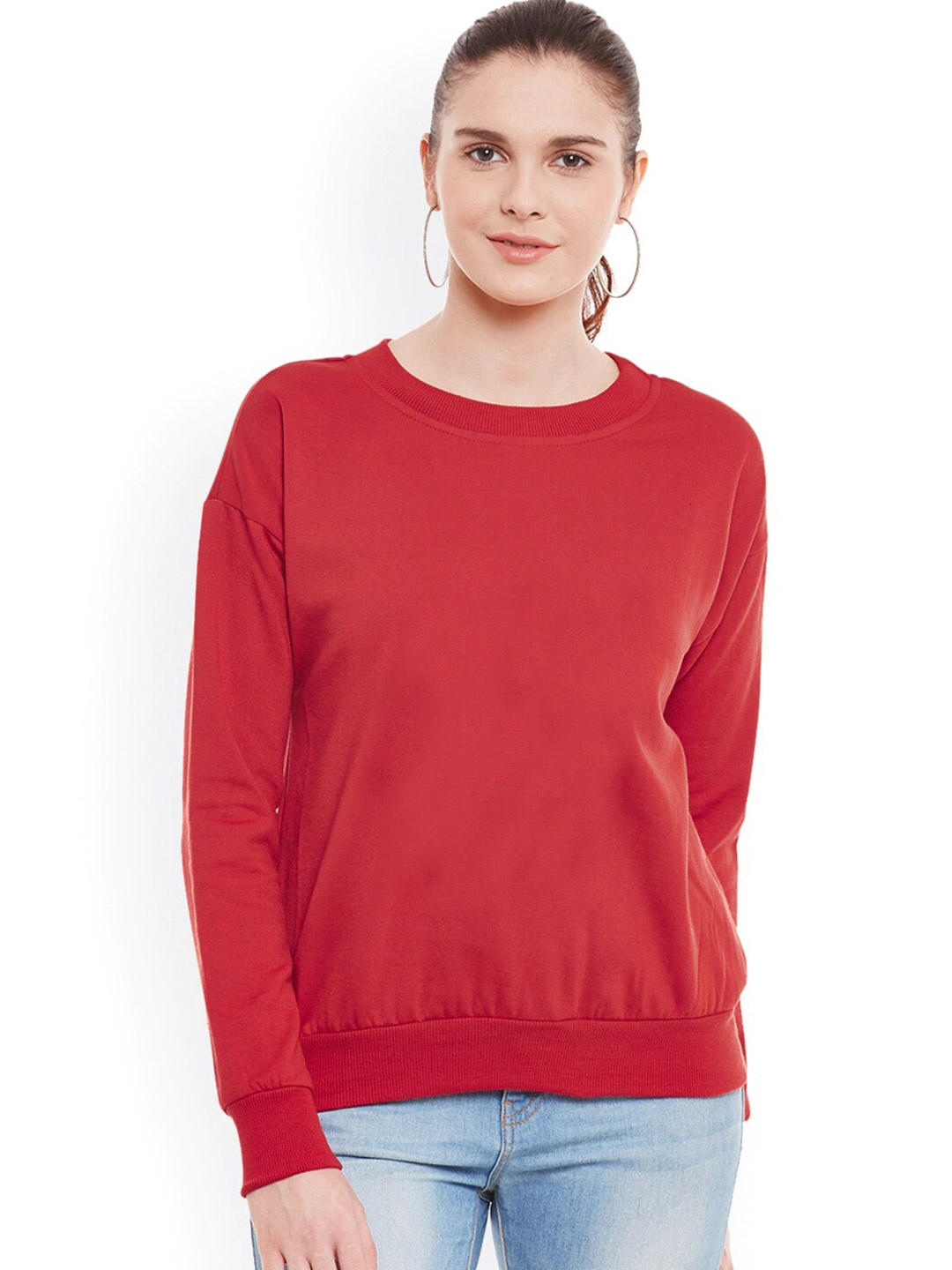 

BAESD Round Neck Fleece Sweatshirt, Red