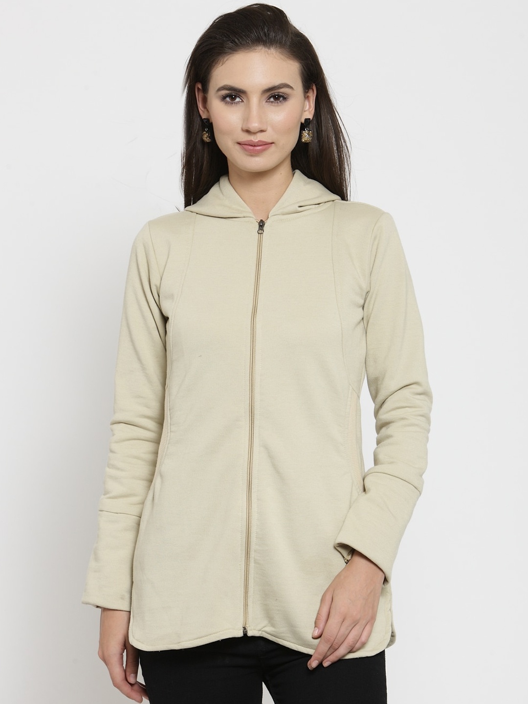 

BAESD Hooded Lightweight Fleece Bomber Jacket, Beige