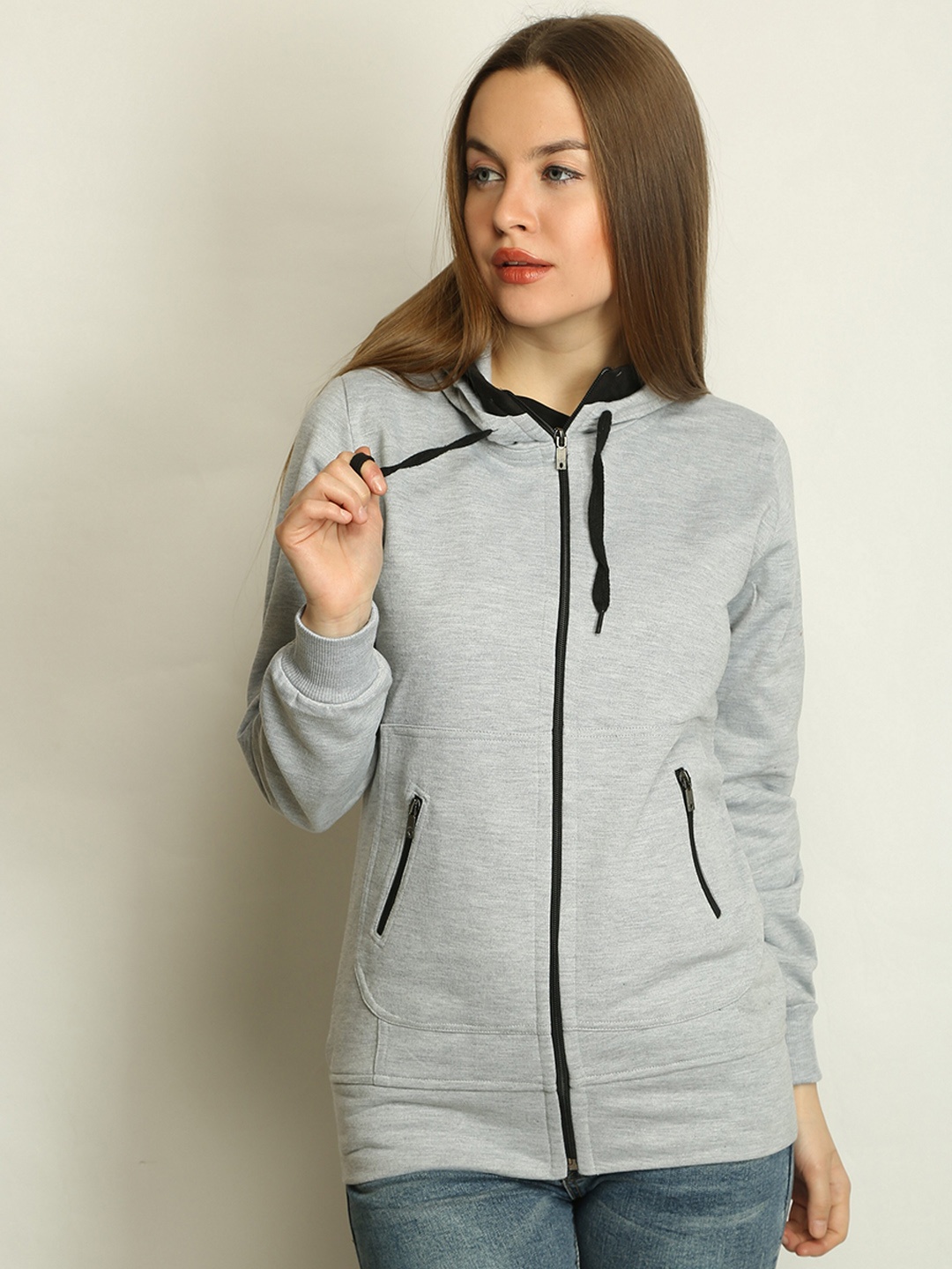 

BAESD Hooded Fleece Lightweight Open Front Jacket, Grey melange