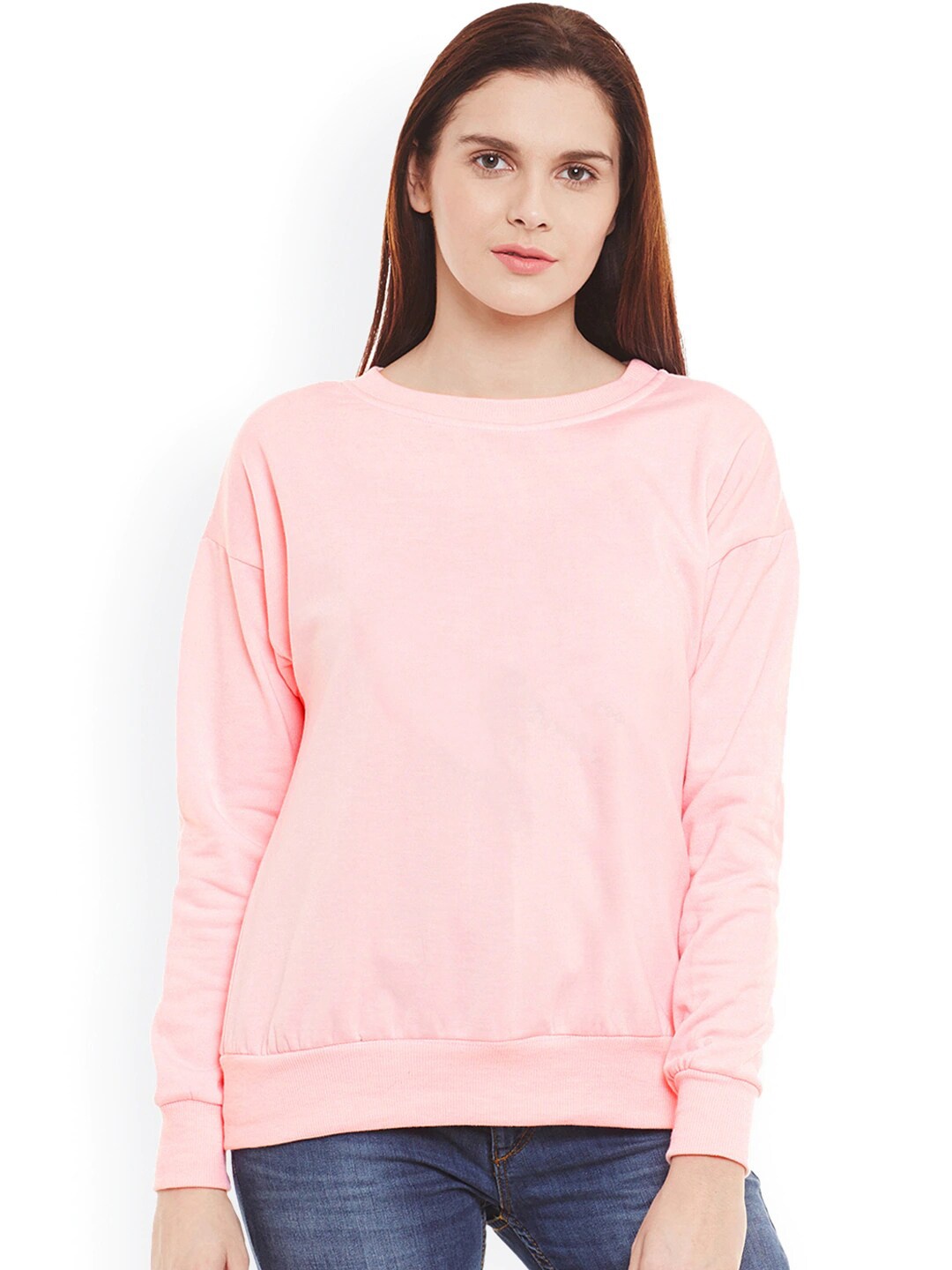 

BAESD Round Neck Long Sleeve Fleece Pullover Sweatshirt, Pink