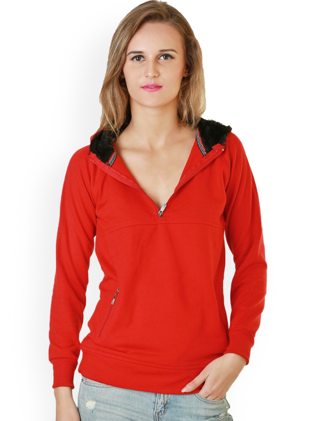 

BAESD Hooded Fleece Lightweight Bomber Jacket, Red