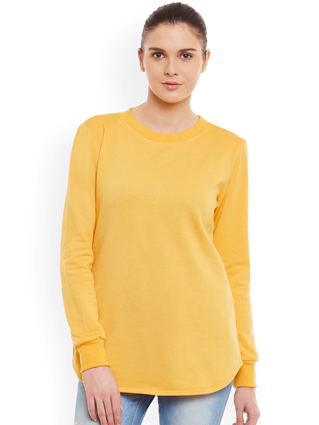 

BAESD Round Neck Pullover Fleece Sweatshirt, Yellow