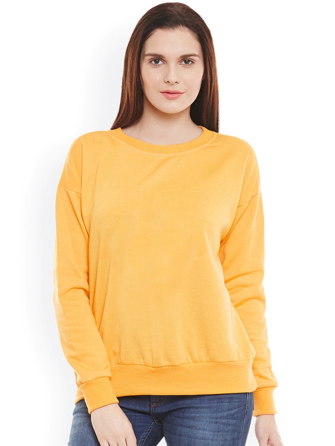 

BAESD Round Neck Fleece Sweatshirt, Yellow