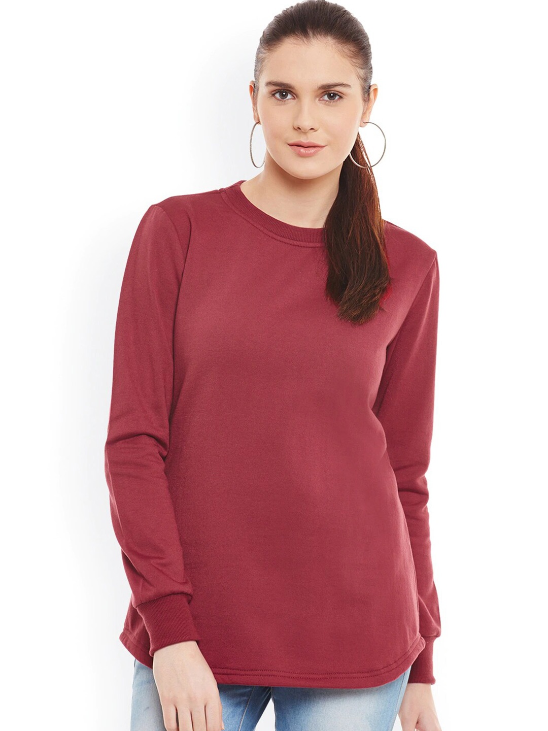 

BAESD Round Neck Long Sleeve Fleece Pullover Sweatshirt, Maroon