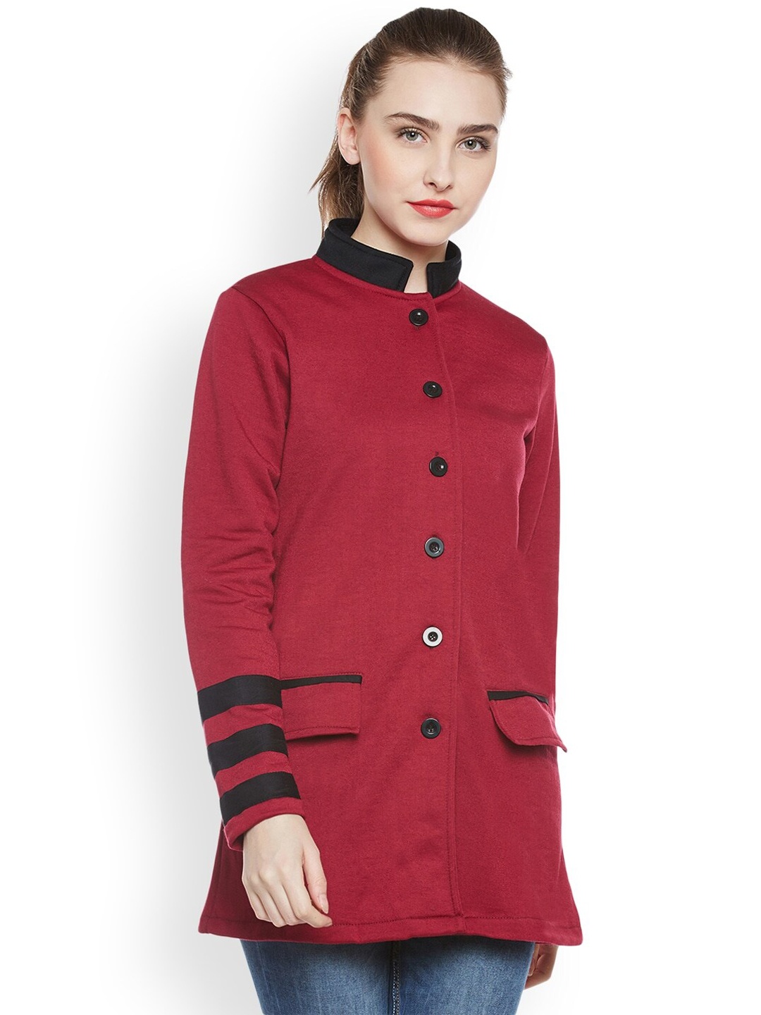 

BAESD Single-Breasted Overcoat, Maroon