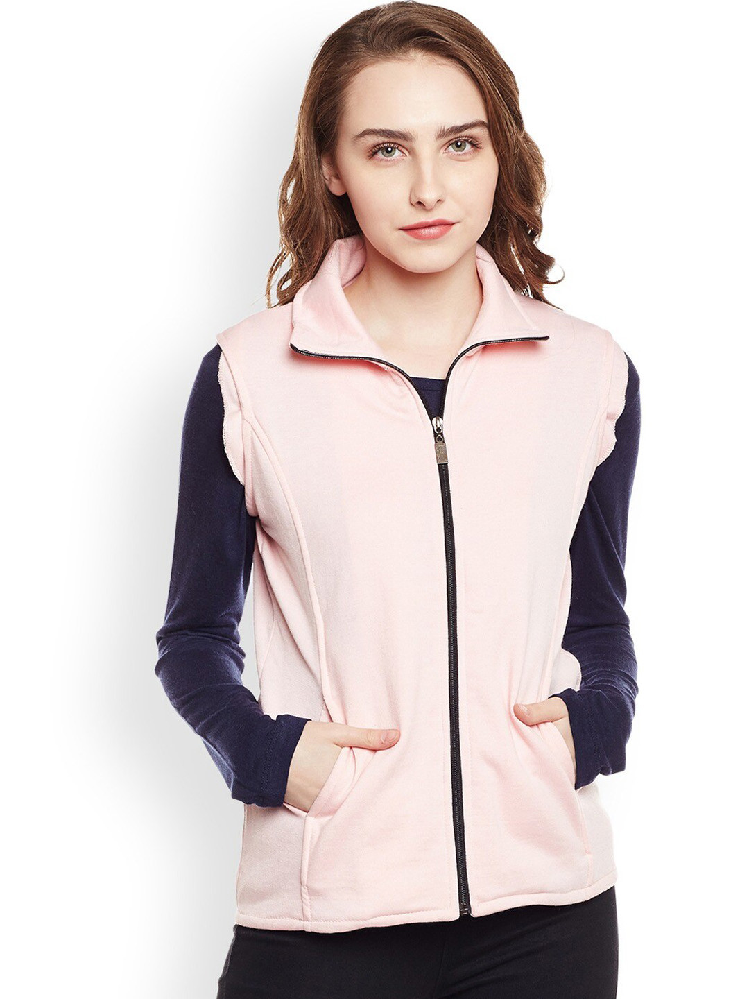 

BAESD Mock Collar Lightweight Tailored Jacket With Zip Detail, Pink