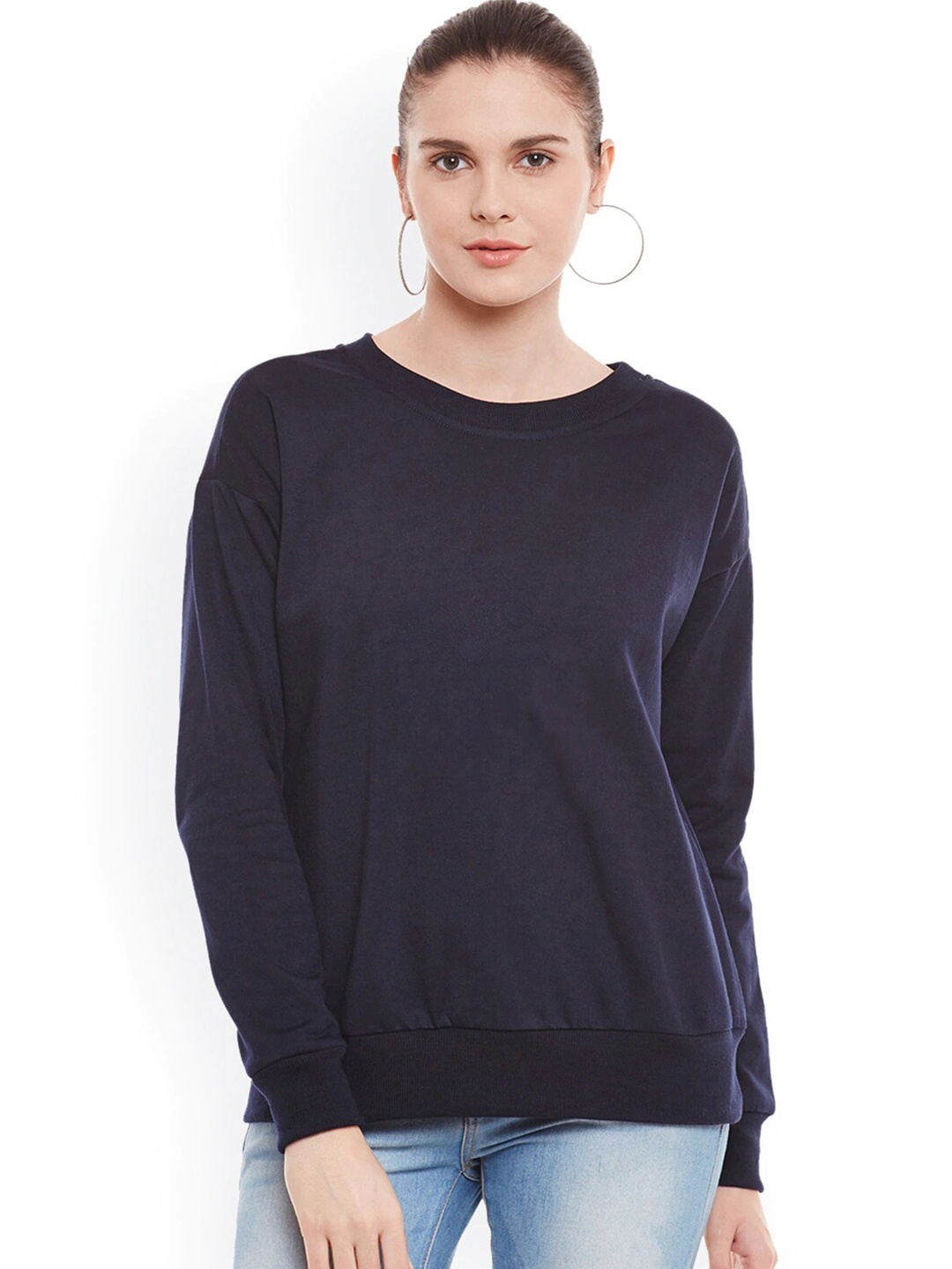 

BAESD Round Neck Fleece Sweatshirt, Navy blue