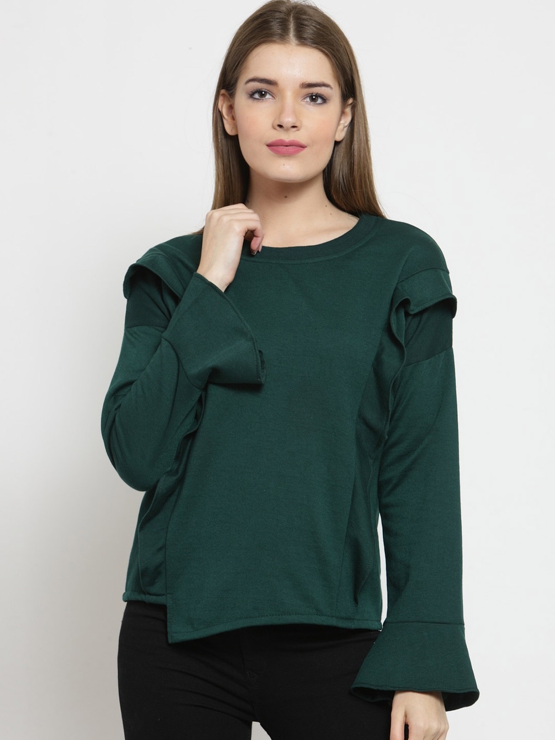 

BAESD Round Neck Fleece Sweatshirt, Green