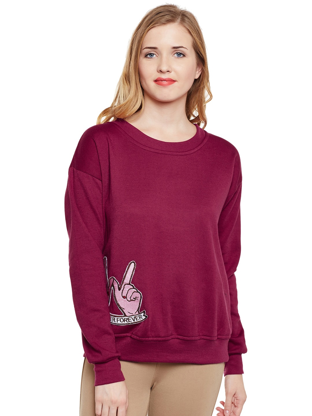 

BAESD Round Neck Fleece Pullover, Maroon