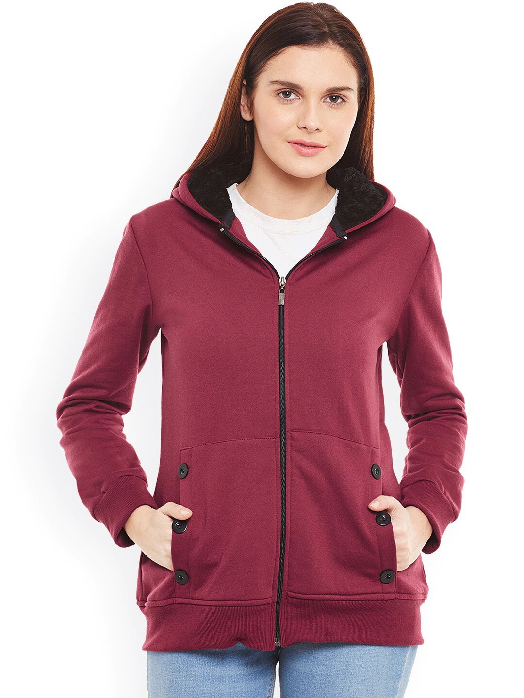 

BAESD Hooded Lightweight Fleece Bomber Jacket, Maroon