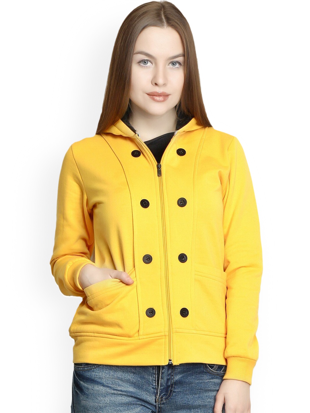 

BAESD Hooded Fleece Lightweight Bomber Jacket, Yellow