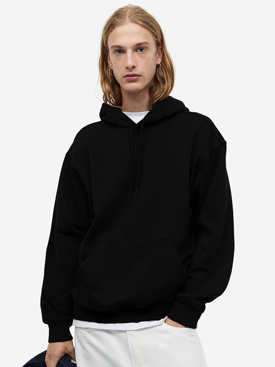 

MISCHIEF MONKEY Hooded Oversized Pullover Fleece Sweatshirt, Black