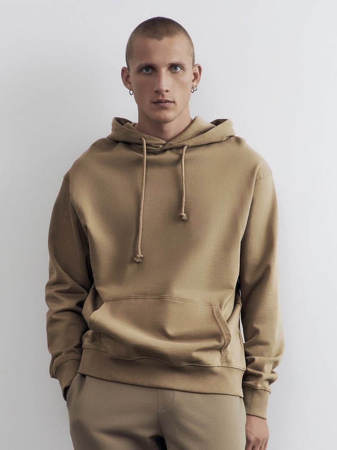 

MISCHIEF MONKEY Hooded Oversized Pullover Fleece Sweatshirt, Beige