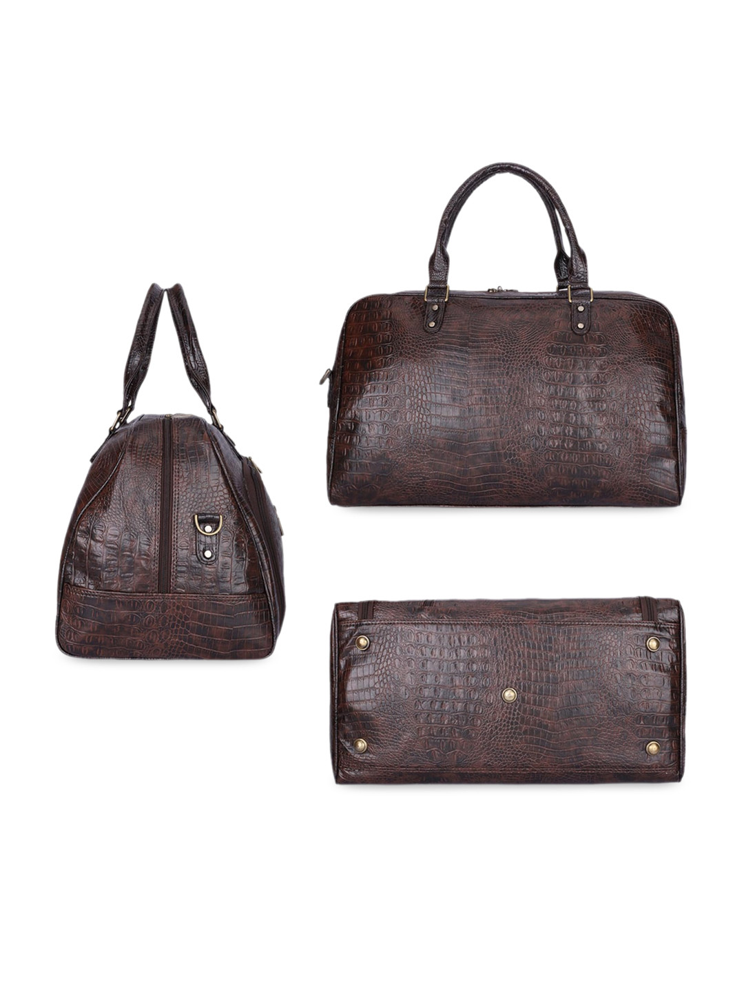 

THE CLOWNFISH Textured Duffel Bag, Coffee brown
